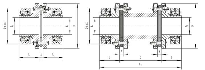 DJM型鎖緊盤式單型彈性膜片聯軸器/SJM型鎖緊盤式雙型彈性膜片聯軸器